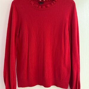 Talbots Vibrant Red Ruffle Sweater